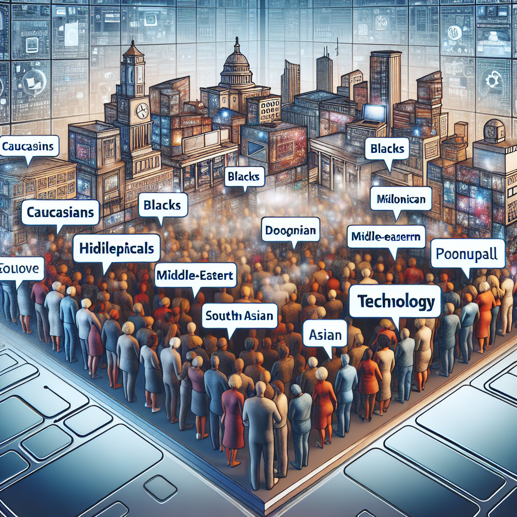 A conceptual image that indicates a societal dialogue about adult content in relation to technology. Feature a city filled with diverse people from different descents such as Caucasians, Hispanics, Blacks, Middle-Eastern, and South Asians. The citizens are sharing their viewpoints through various methods: in public debates, online forums, and physical town hall meetings. Visualize the concept of technology as laptops and mobile devices being used to express these viewpoints, and the concept of adult content being suggested subtly through iconography.
